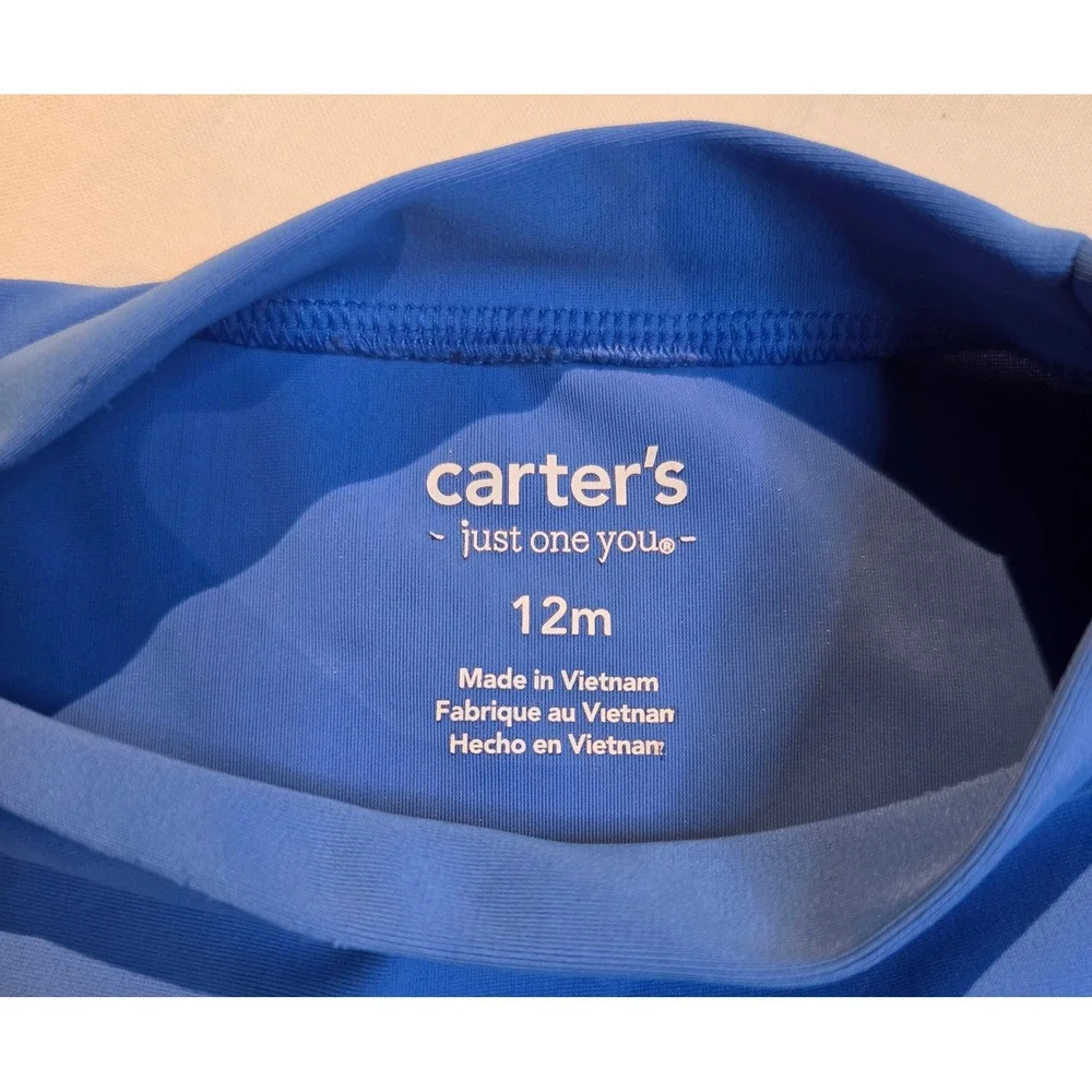 Carter's Just One You Blue Shark Long Sleeve Rash Guard Swim Top 12M